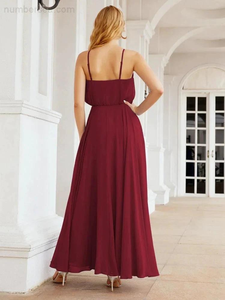 Numbersea Halter Long Bridesmaid Dresses Formal A line Juniors Dress 28029 by numbersea