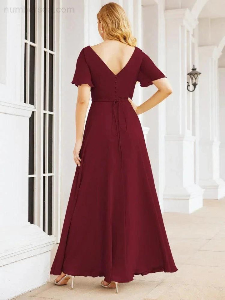 Numbersea Formal Prom Gowns for Mother of The Bride Short Sleeves Bridesmaid Dress 28049 by numbersea