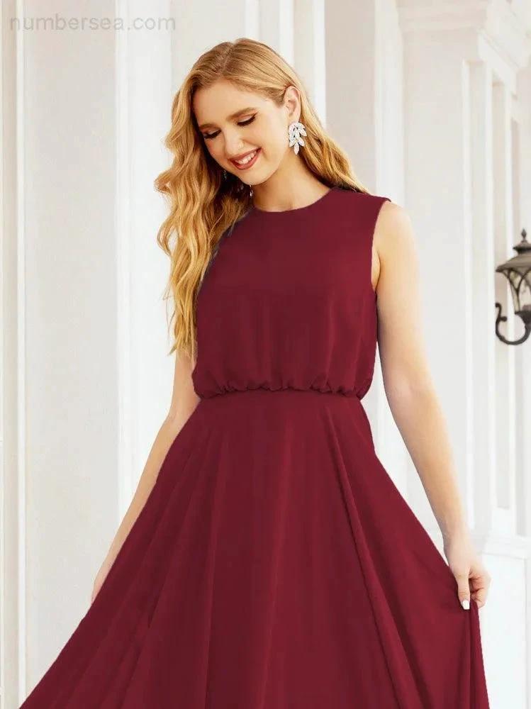 Numbersea Sleeveless Long Bridesmaid Dress A line Formal Evening Prom Gown 28025 by numbersea