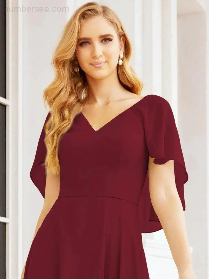 Numbersea Bridesmaid Dresses for Wedding Formal Evening Party Prom Gown with Cape 28050 by numbersea