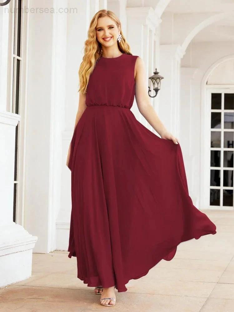 Numbersea Sleeveless Long Bridesmaid Dress A line Formal Evening Prom Gown 28025 by numbersea