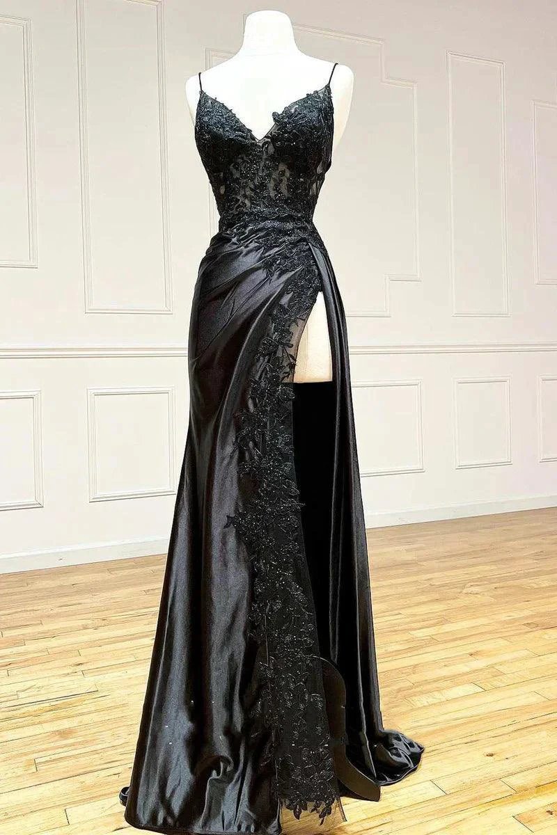 Prom Dress Sheath Black Long Appliques by Aabei Dress