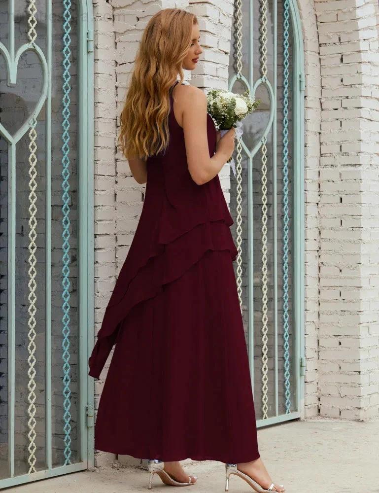 Chiffon Long Plus Size Mother of Bride Dresses Formal Bridesmaid Prom Gown SY28019 by numbersea