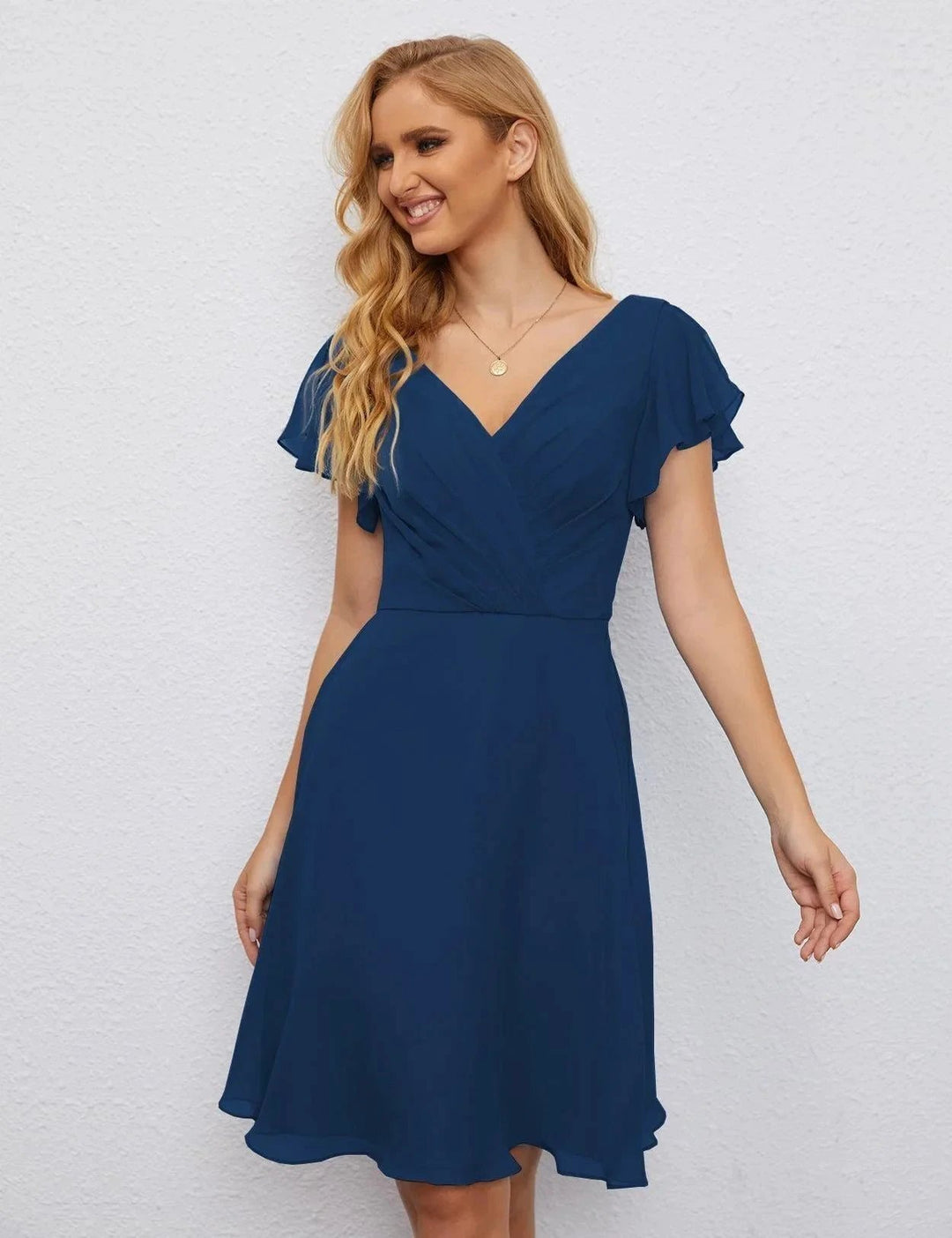 Numbersea U Back Homecoming Dress Formal Prom Dress Knee Length Short Sleeves Cocktail Party Dress 28077 by numbersea