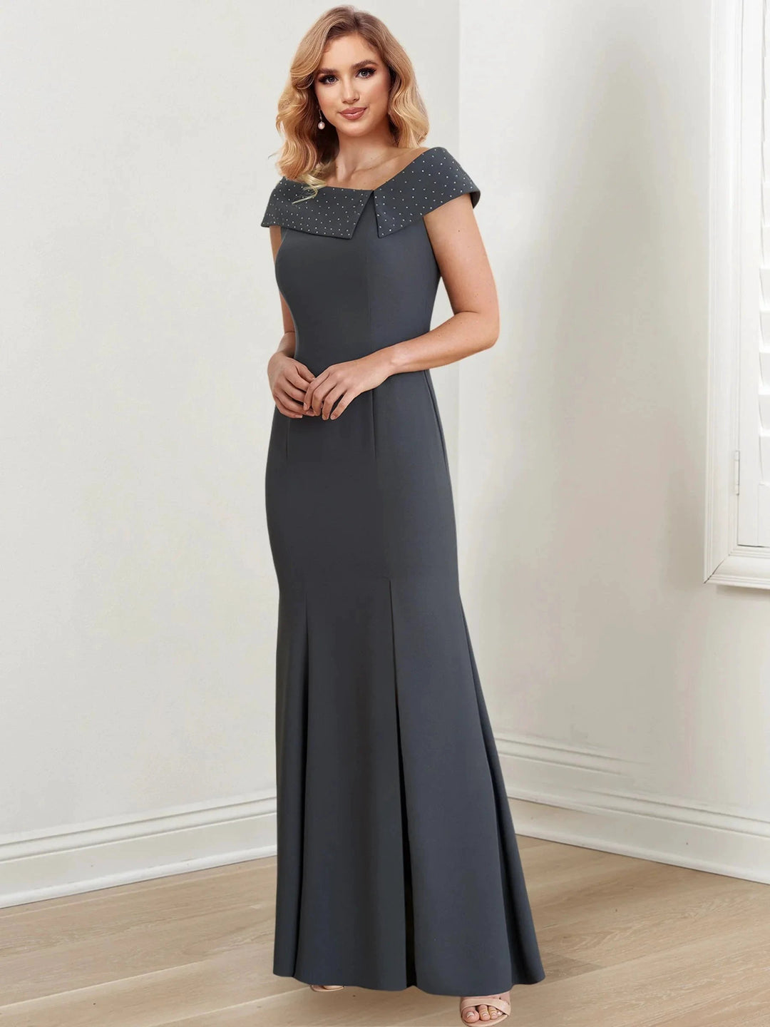 Sheath/Column Jewel Neck Floor-Length Mother of the Bride Dresses by Dreamylily