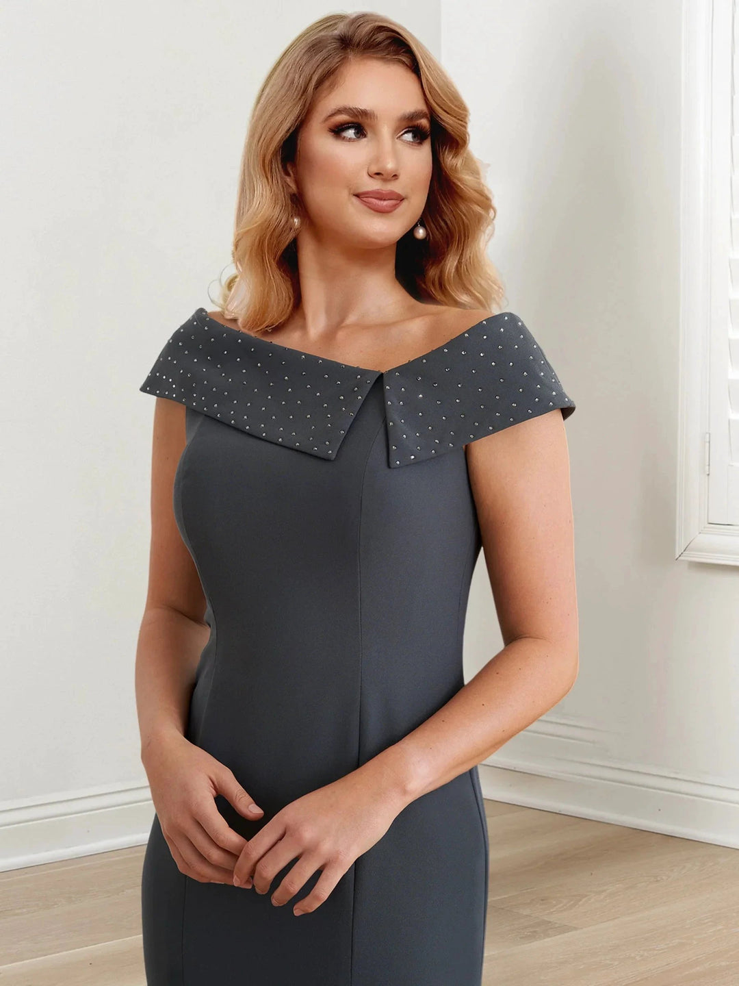 Sheath/Column Jewel Neck Floor-Length Mother of the Bride Dresses by Dreamylily