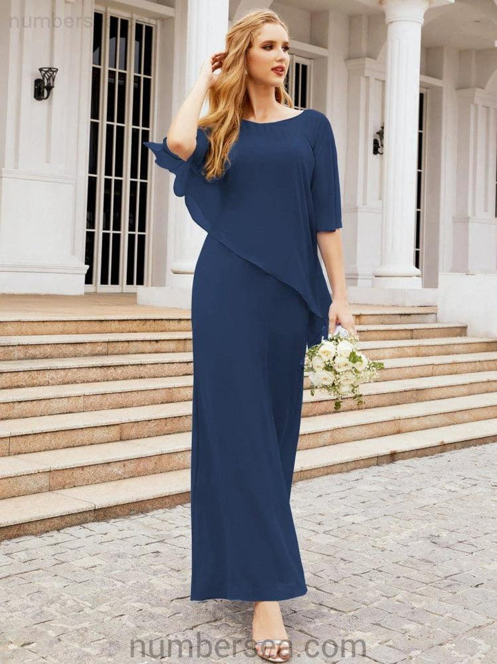 Sunnderly Formal Party Gown Dress Long Mother of The Bride Dresses with Ruffle Cape SY28026 by numbersea