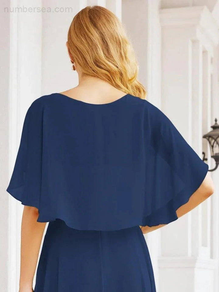 Numbersea Bridesmaid Dresses for Wedding Formal Evening Party Prom Gown with Cape 28050 by numbersea