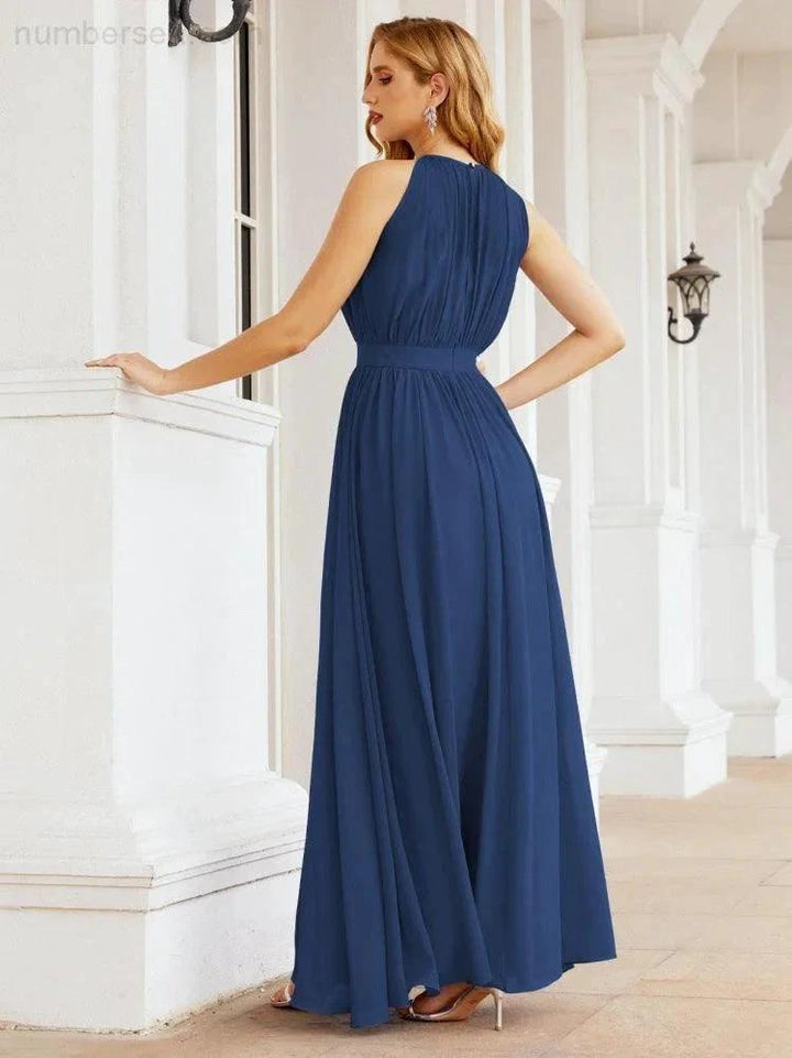 Numbersea Halter Bridesmaid Dress Empire Waist Formal Evening Prom Gown for Mother of The Bride 28030 by numbersea