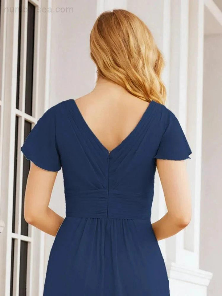 Numbersea Formal Prom Gowns for Mother of The Bride Cap Sleeves Bridesmaid Dress 28047 by numbersea