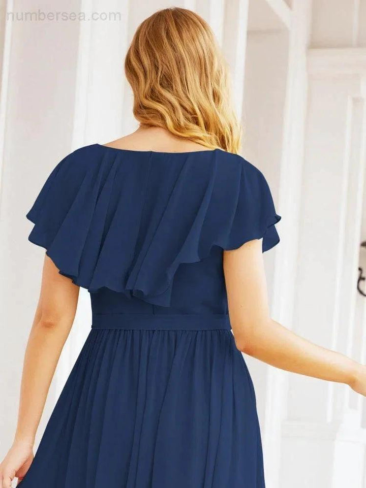 Bridesmaid Dresses with Flutter Sleeves Formal Evening Party Prom Gowns 28044 by numbersea