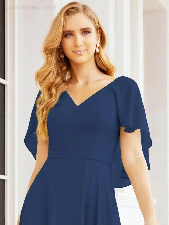 Numbersea Bridesmaid Dresses for Wedding Formal Evening Party Prom Gown with Cape 28050 by numbersea
