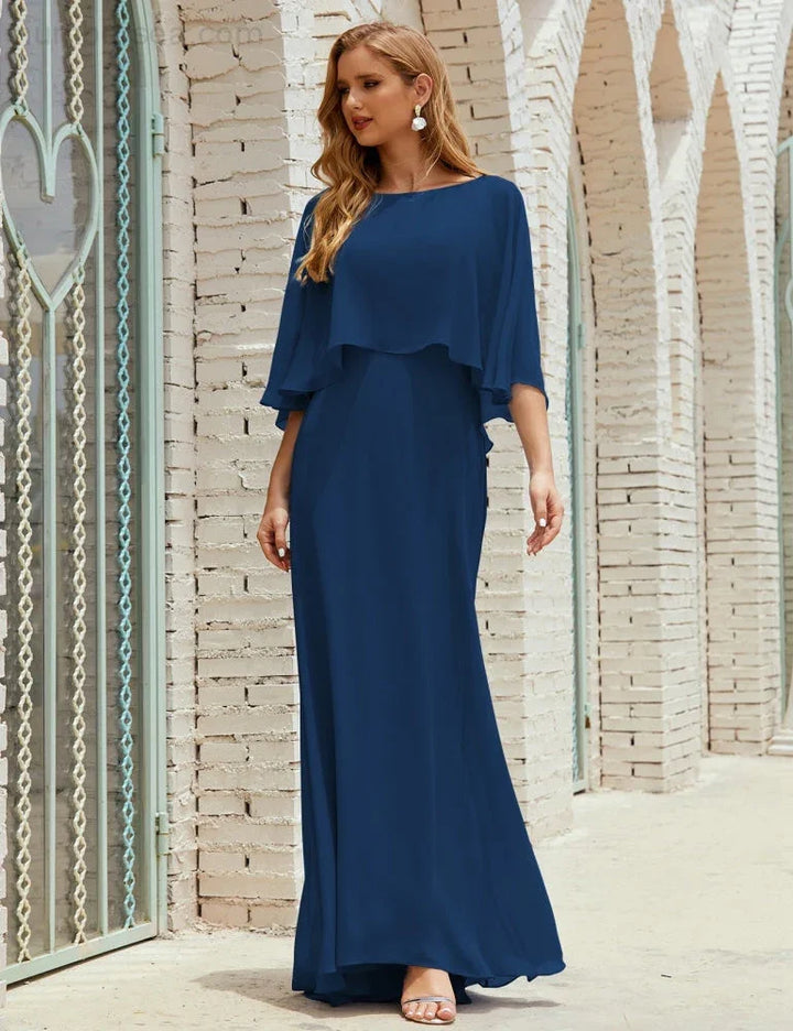Sunnderly Bridesmaid Dress Women Long Sleeve V-Neck Chiffon Formal Wedding Party Dress SY28018 by numbersea