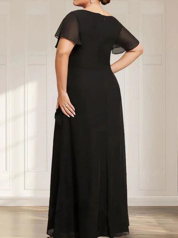 A-line Scoop Ankle-Length Chiffon Mother of the Bride Dress With Beading Pleated by Dreamylily