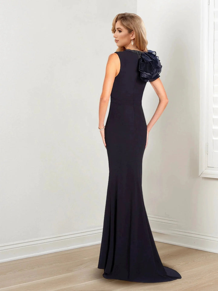 Sheath/Column V-Neck Sleeveless Mother of the Bride Dresses by Dreamylily