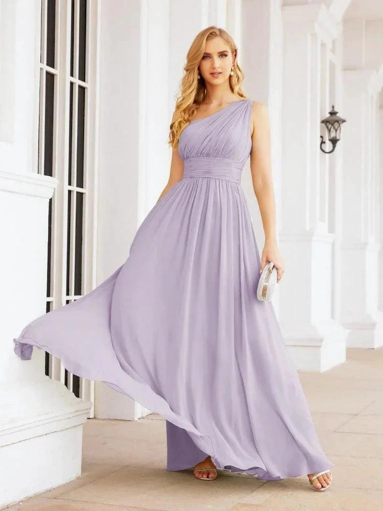Numbersea One Shoulder Bridesmaid Dresses Long Maxi Formal Evening Party Prom Gowns 28061 by numbersea