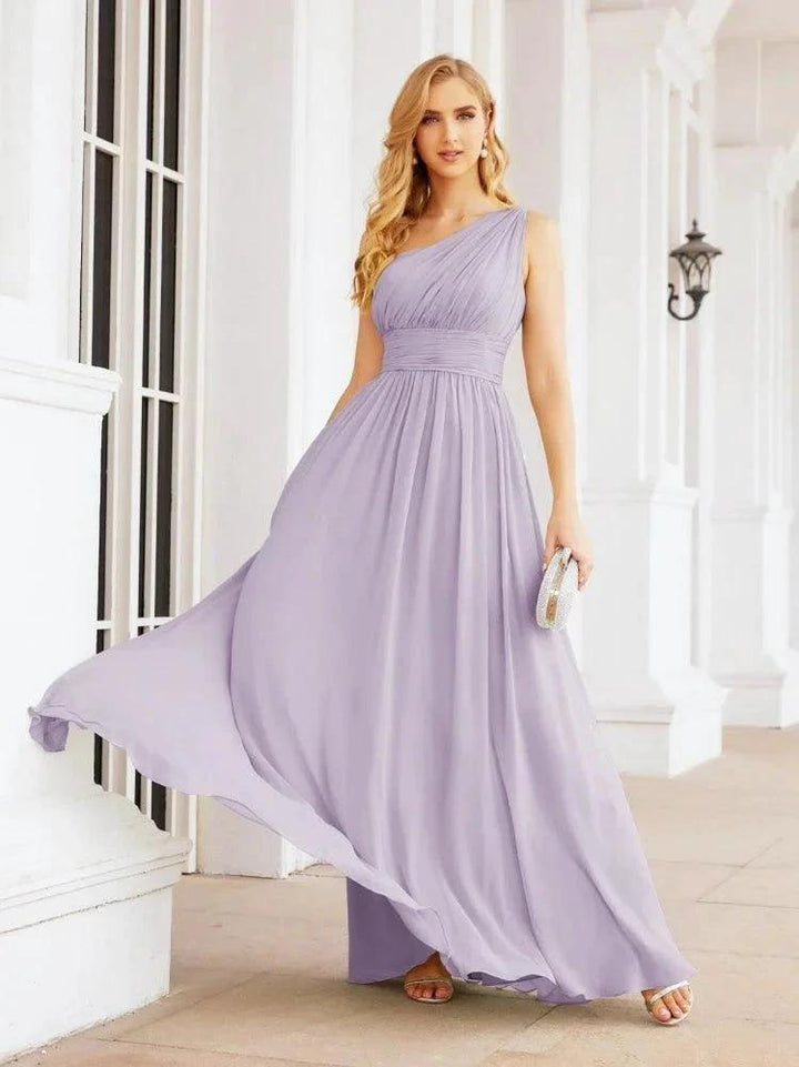 Numbersea One Shoulder Bridesmaid Dresses Long Maxi Formal Evening Party Prom Gowns 28061 by numbersea