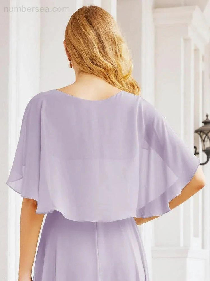 Numbersea Bridesmaid Dresses for Wedding Formal Evening Party Prom Gown with Cape 28050 by numbersea