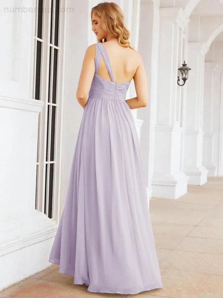 Numbersea One Shoulder Bridesmaid Dresses Long Maxi Formal Evening Party Prom Gowns 28061 by numbersea