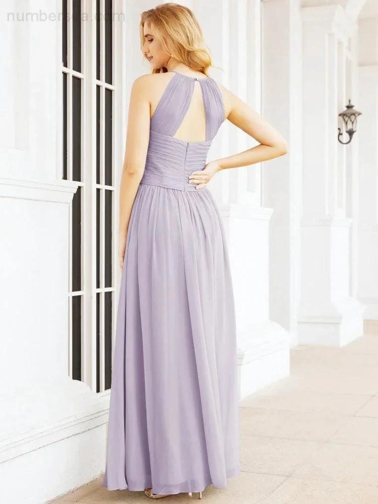 Numbersea Sleeveless Bridesmaid Dresses Long Prom Gown Zipper with Keyhole Back 28056 by numbersea
