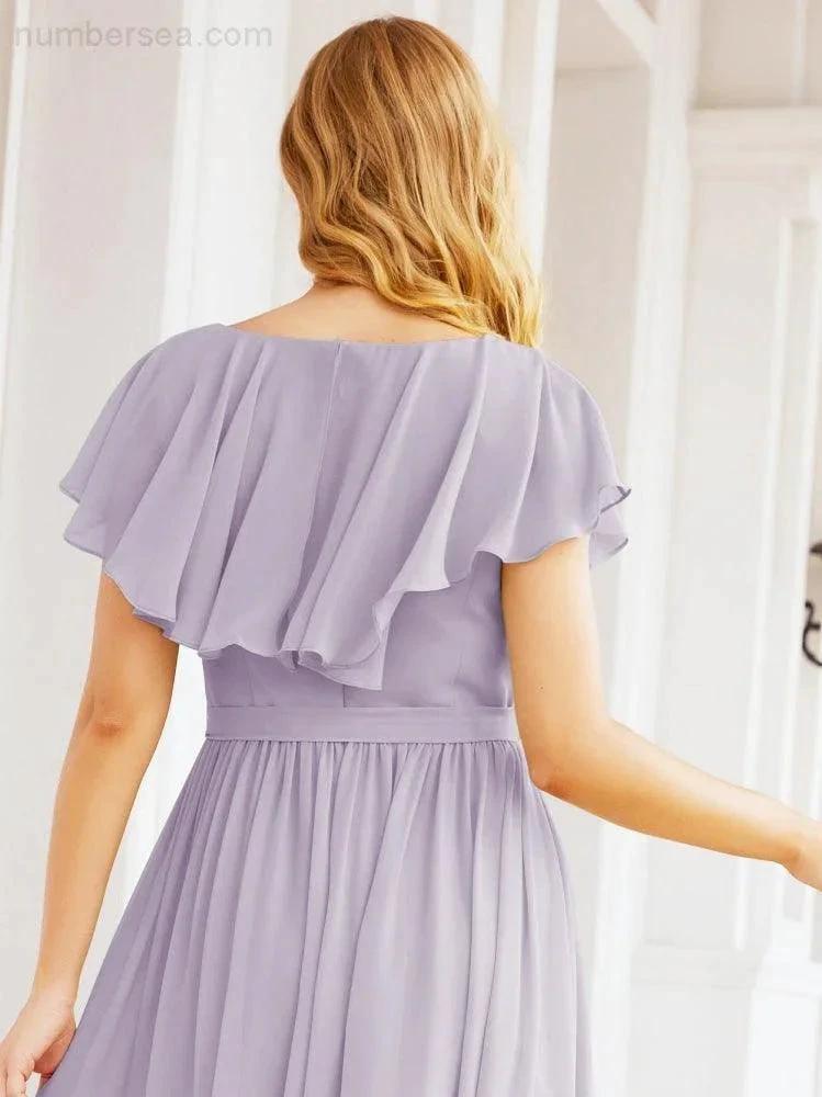 Bridesmaid Dresses with Flutter Sleeves Formal Evening Party Prom Gowns 28044 by numbersea