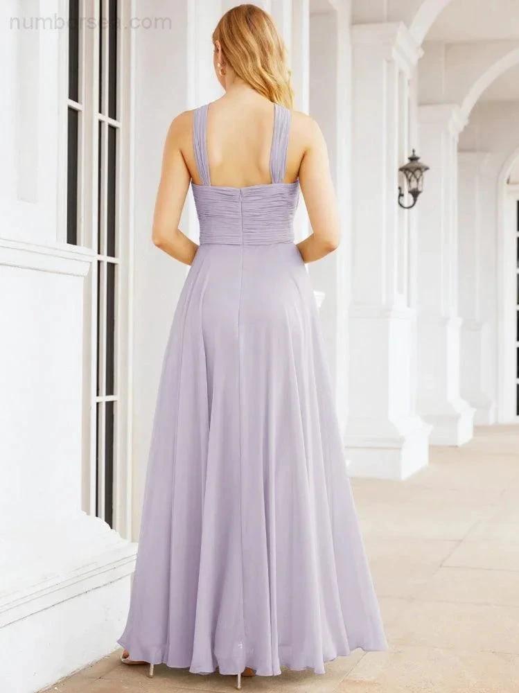 Numbersea Crisscross Halter Bridesmaid Dresses for Party Wedding Evening Prom Maxi Ball Gowns 28053 by numbersea