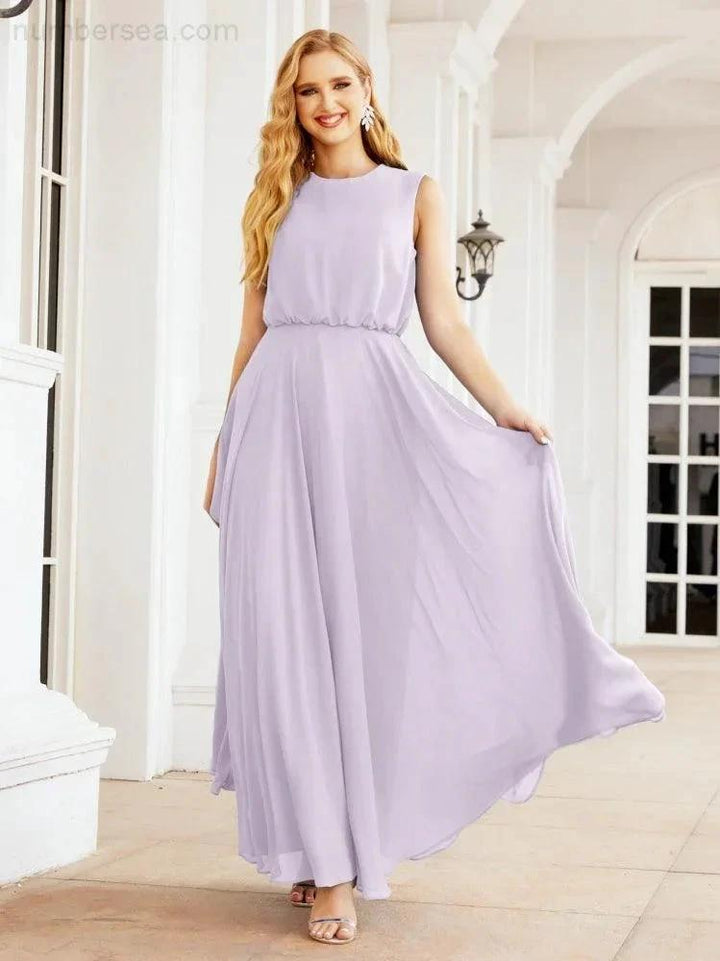 Numbersea Sleeveless Long Bridesmaid Dress A line Formal Evening Prom Gown 28025 by numbersea