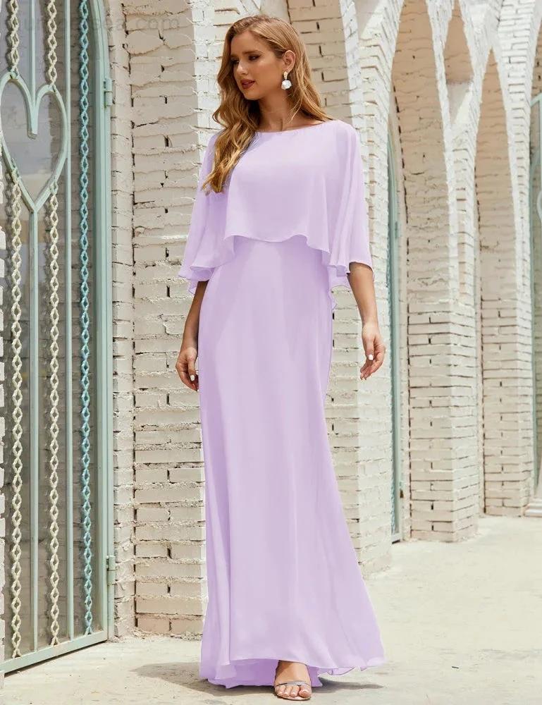 Sunnderly Bridesmaid Dress Women Long Sleeve V-Neck Chiffon Formal Wedding Party Dress SY28018 by numbersea