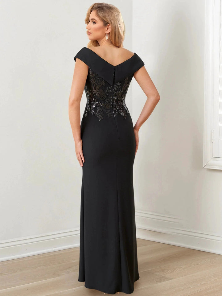 Sheath/Column V-Neck Floor-Length Mother of the Bride Dresses by Dreamylily