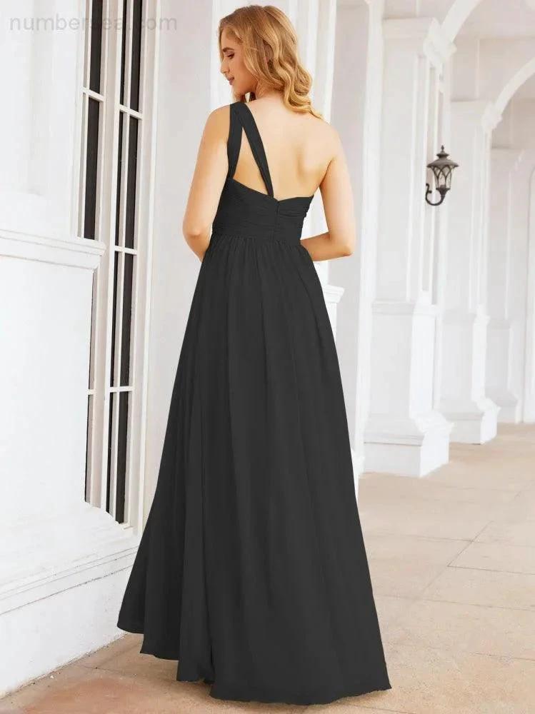 Numbersea One Shoulder Bridesmaid Dresses Long Maxi Formal Evening Party Prom Gowns 28061 by numbersea