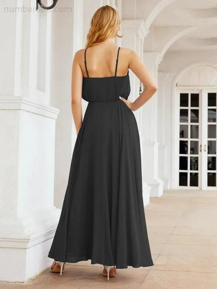 Numbersea Halter Long Bridesmaid Dresses Formal A line Juniors Dress 28029 by numbersea