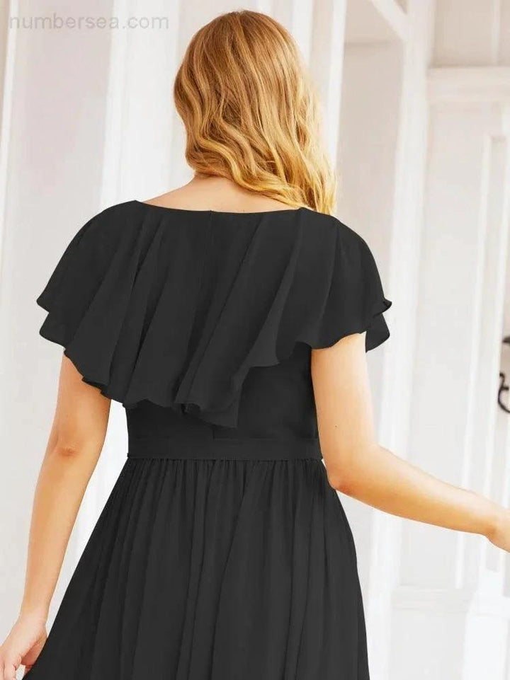 Bridesmaid Dresses with Flutter Sleeves Formal Evening Party Prom Gowns 28044 by numbersea
