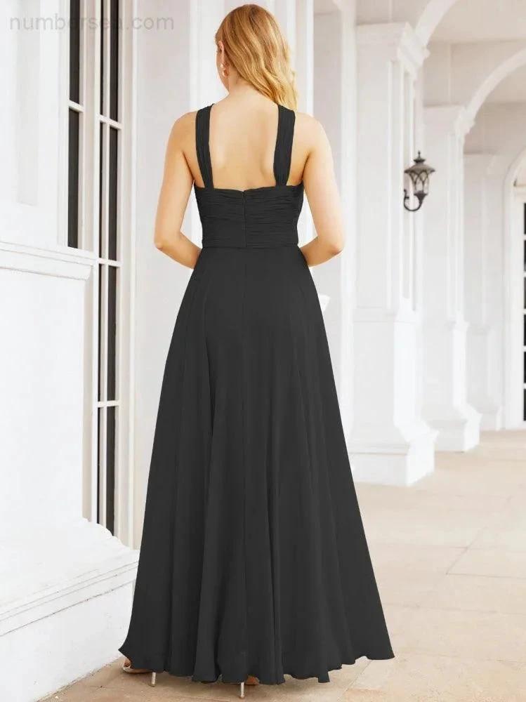 Numbersea Crisscross Halter Bridesmaid Dresses for Party Wedding Evening Prom Maxi Ball Gowns 28053 by numbersea