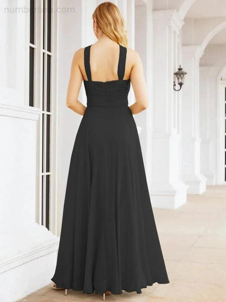 Numbersea Crisscross Halter Bridesmaid Dresses for Party Wedding Evening Prom Maxi Ball Gowns 28053 by numbersea