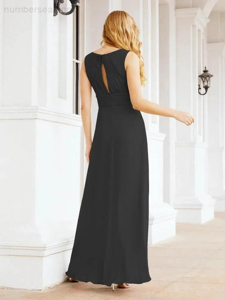 Formal Prom Gown Elegant V-Neck Sleeveless Bridesmaid Dresses for Wedding Party 28037 by numbersea