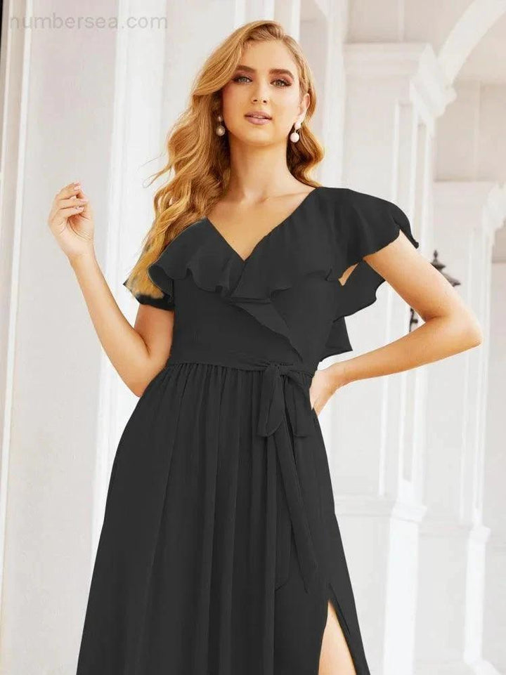 Bridesmaid Dresses with Flutter Sleeves Formal Evening Party Prom Gowns 28044 by numbersea