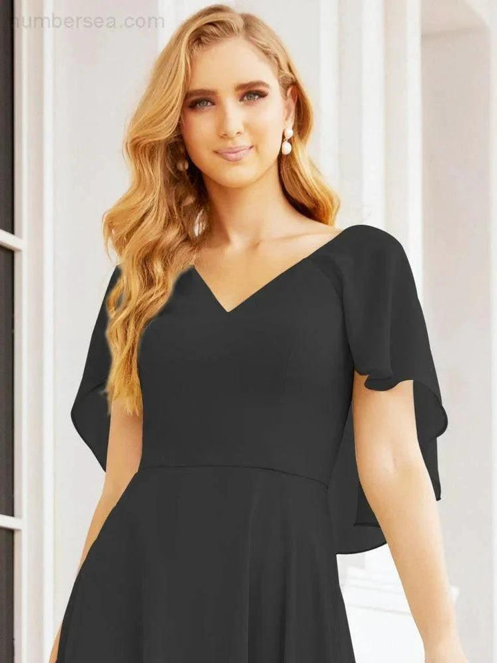Numbersea Bridesmaid Dresses for Wedding Formal Evening Party Prom Gown with Cape 28050 by numbersea