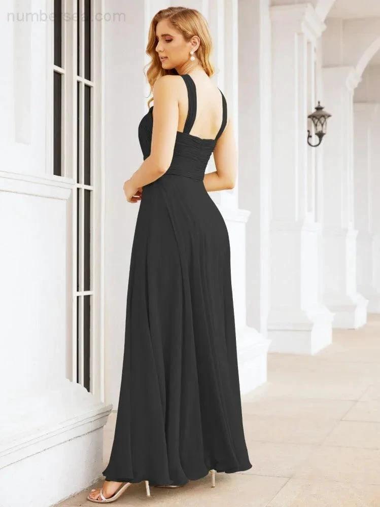 Numbersea Crisscross Halter Bridesmaid Dresses for Party Wedding Evening Prom Maxi Ball Gowns 28053 by numbersea