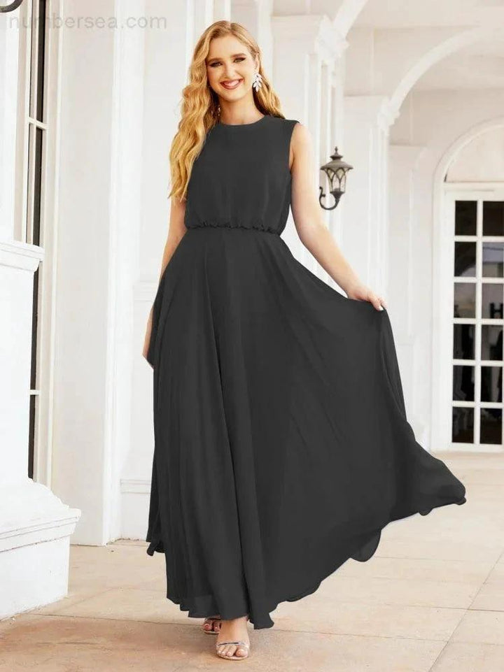 Numbersea Sleeveless Long Bridesmaid Dress A line Formal Evening Prom Gown 28025 by numbersea