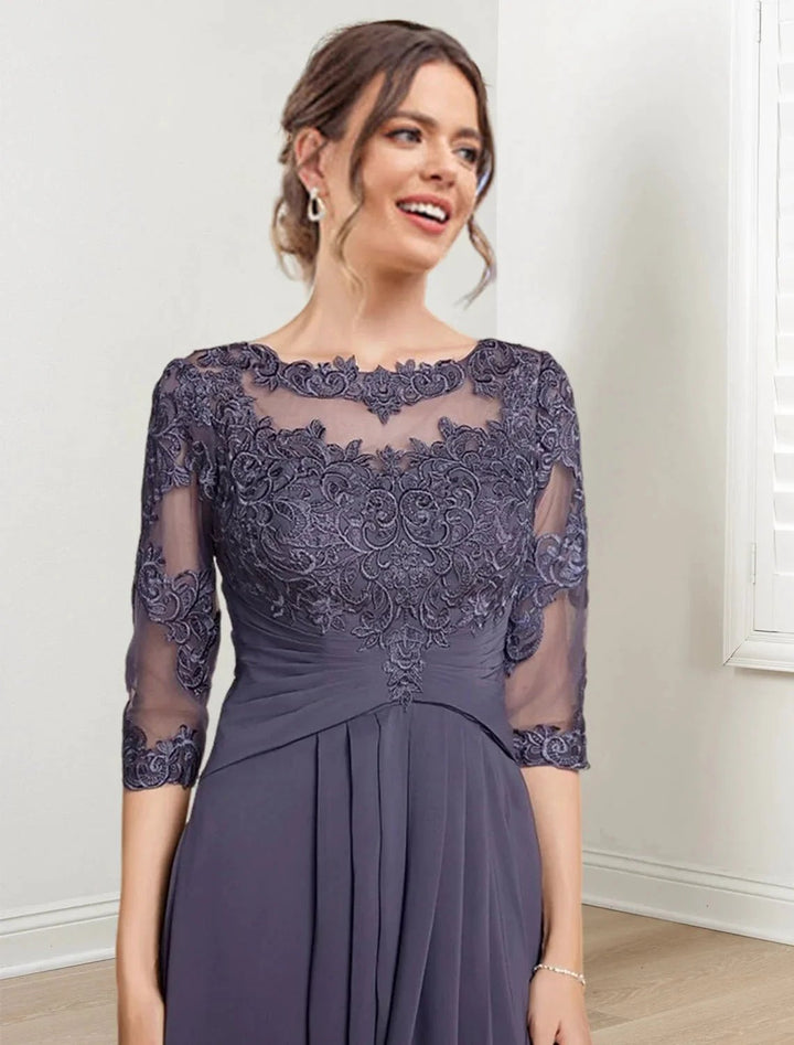 A-Line/Princess Scoop Tea-Length Mother of the Bride Dresses by Dreamylily