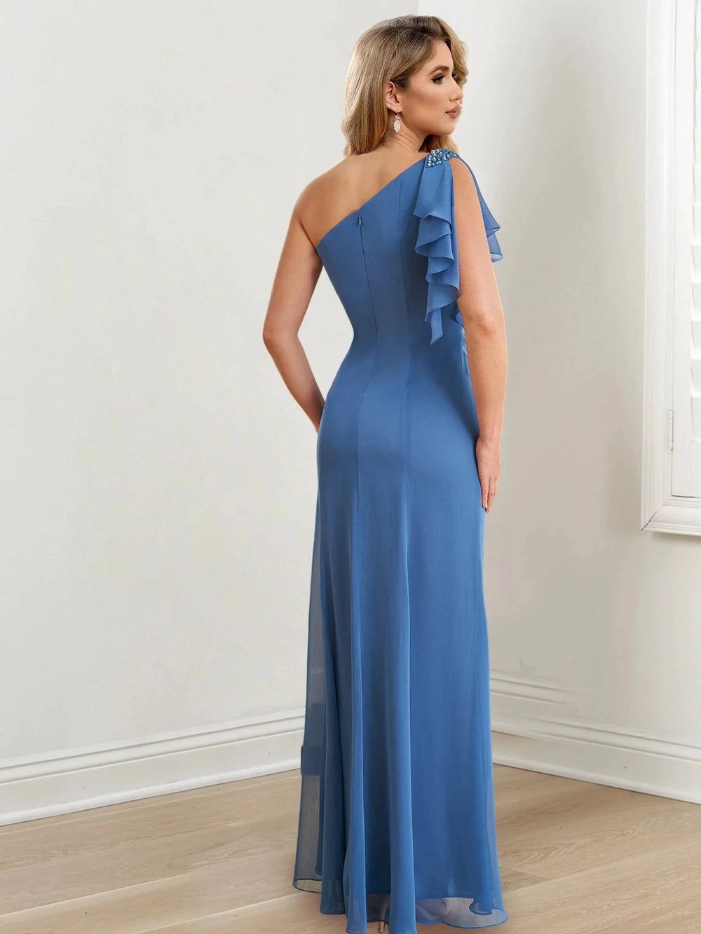 Sheath/Column One-Shoulder Floor-Length Mother of the Bride Dresses by Dreamylily
