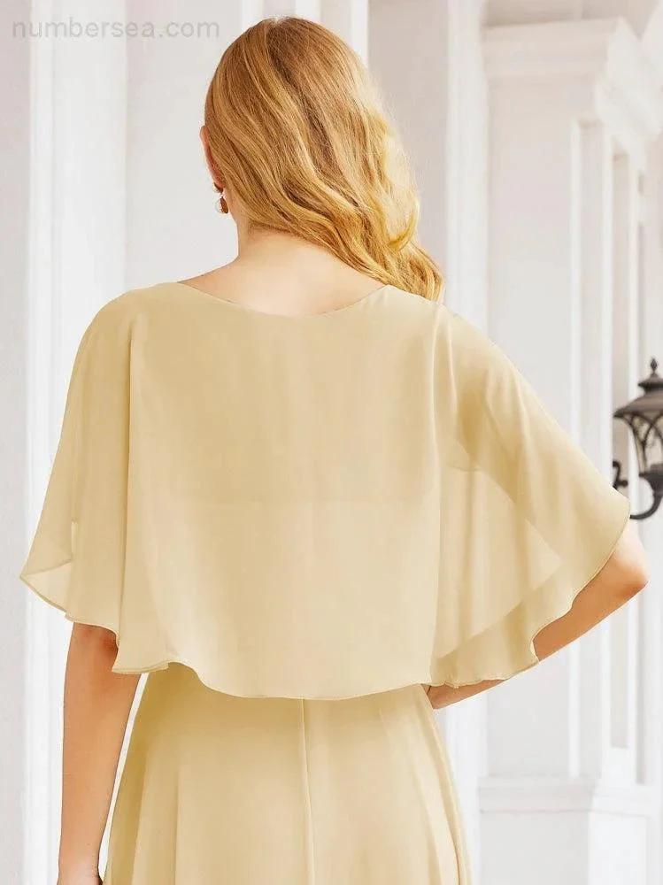 Numbersea Bridesmaid Dresses for Wedding Formal Evening Party Prom Gown with Cape 28050 by numbersea