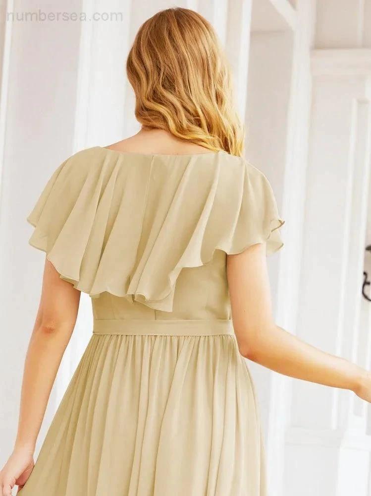 Bridesmaid Dresses with Flutter Sleeves Formal Evening Party Prom Gowns 28044 by numbersea