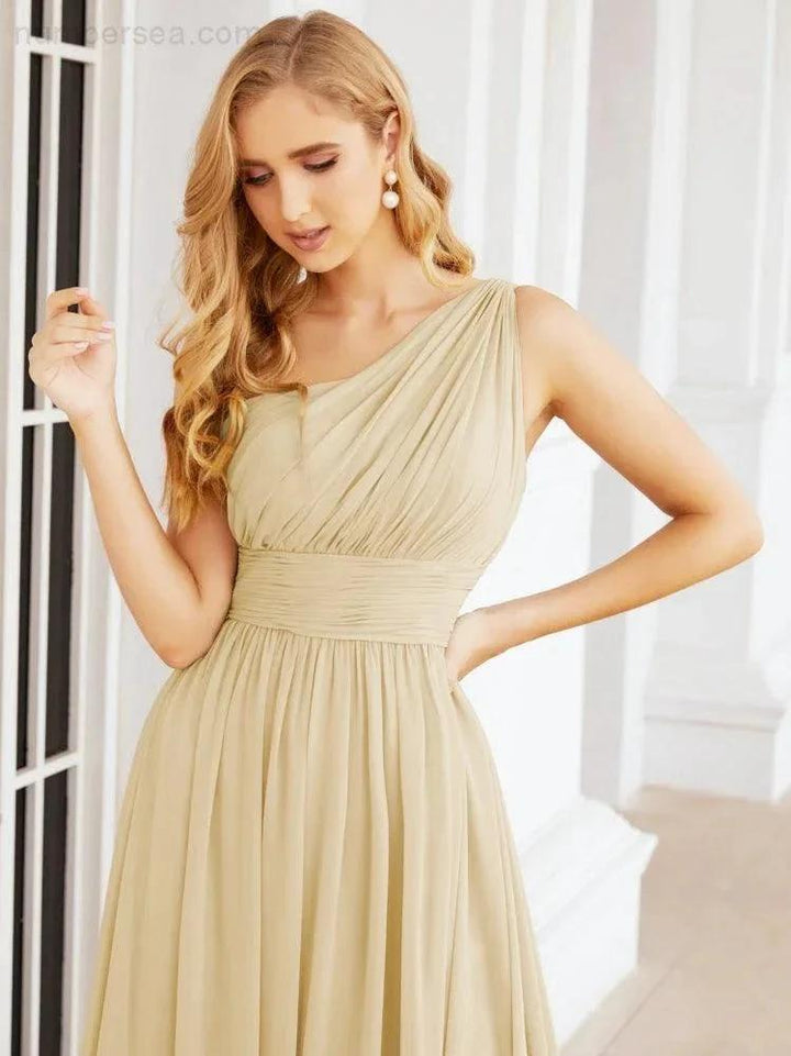 Numbersea One Shoulder Bridesmaid Dresses Long Maxi Formal Evening Party Prom Gowns 28061 by numbersea