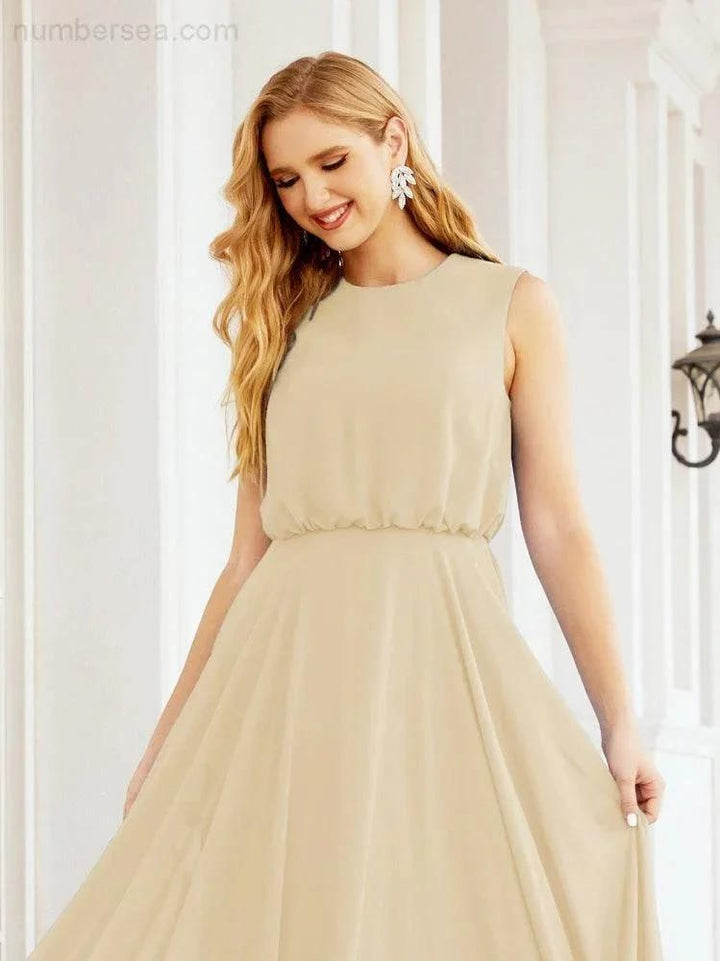 Numbersea Sleeveless Long Bridesmaid Dress A line Formal Evening Prom Gown 28025 by numbersea