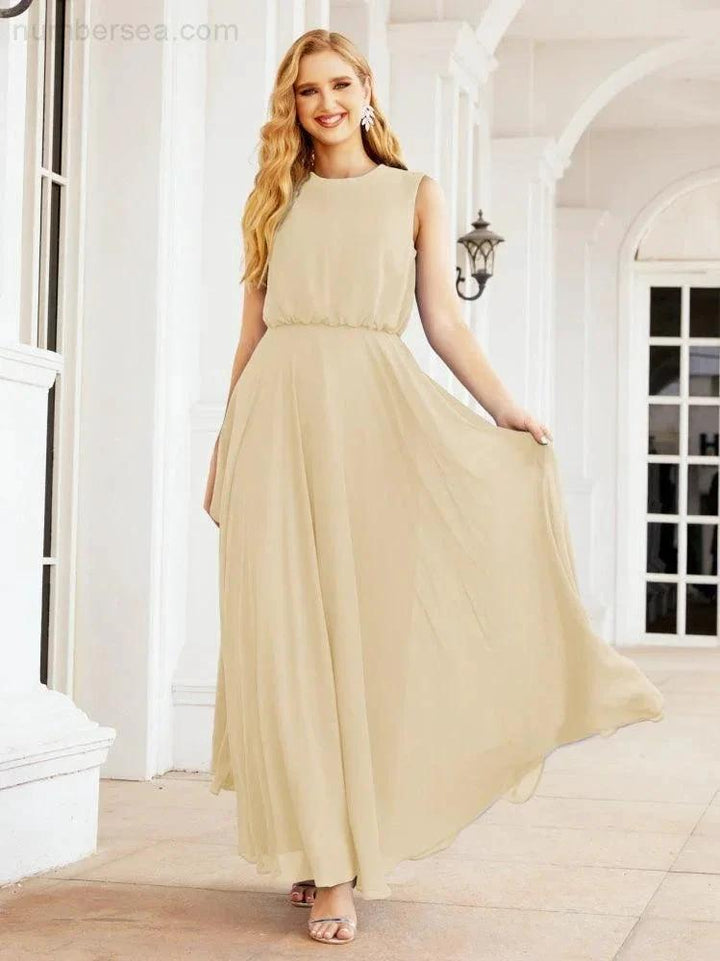 Numbersea Sleeveless Long Bridesmaid Dress A line Formal Evening Prom Gown 28025 by numbersea