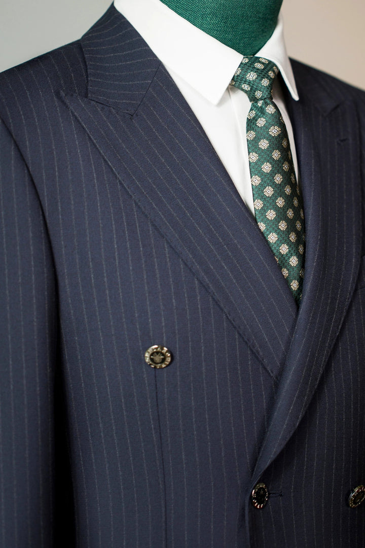 Double-Breasted Pinstripe Wool Suit | Tailored Formal Groom &amp; Business Suit by 男装