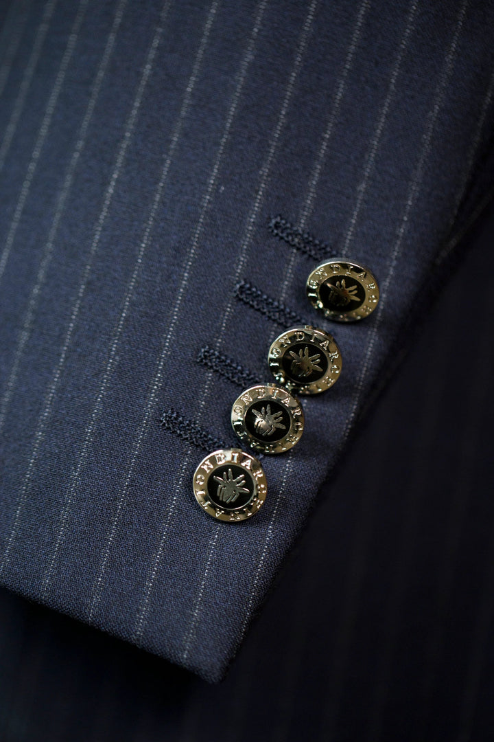 Double-Breasted Pinstripe Wool Suit | Tailored Formal Groom &amp; Business Suit by 男装