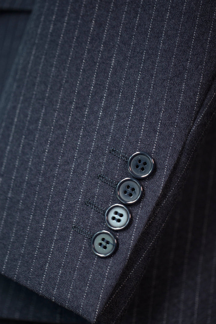 Three-Piece Pinstripe Wool Wedding Suit | Classic Tailored Formal Groom Suit by 男装