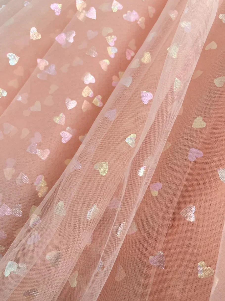 Corset Bow Straps Tulle Glitter Hearts Ankle Length Prom Dress by Anne of Brittany